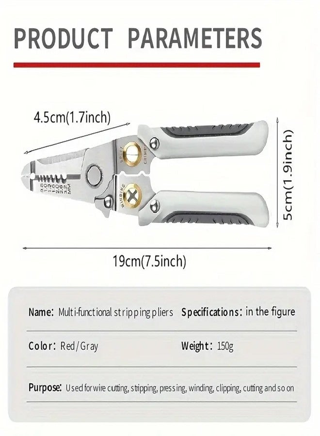 BKQPTL 6-in-1 Wire Stripper & Crimping Tool - Stainless Steel Wire Cutter, Cable Stripper, Wiring Winder & Multi-Function Pliers for Electricians - Image 5